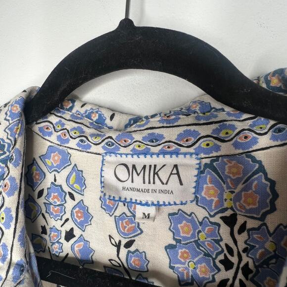 Omika Blue Floral Carla Shirt Dress Size Medium - Picture 7 of 9